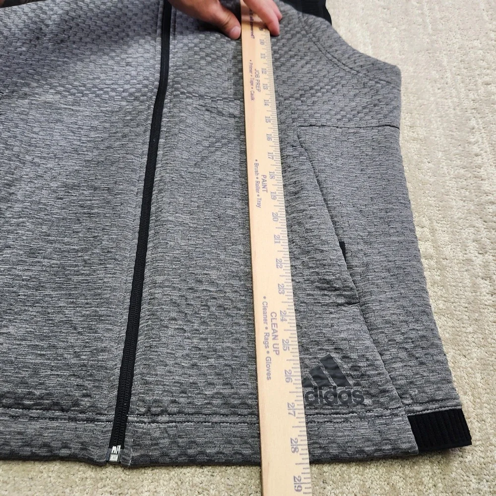 Adidas Vest Men Large Cold Ready Golf Full Zip Gray‎ Textured Fleece Gray Black